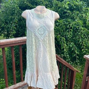 ILLA ILLA Cream Lace Midi Dress- Cut Out Back- Size M- Romantic, Feminine, Boho